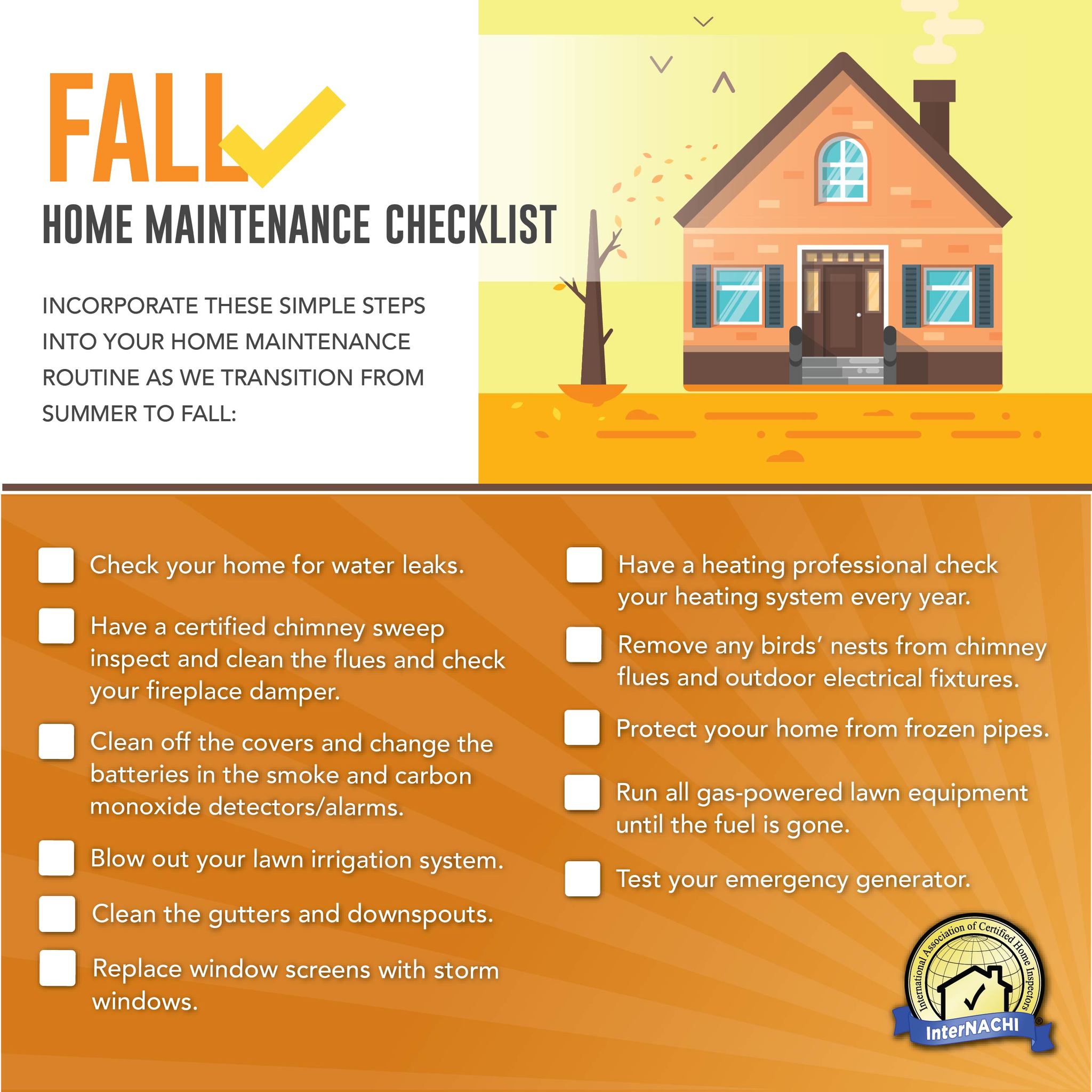 Fall home maintenance checklist in Danville, IL